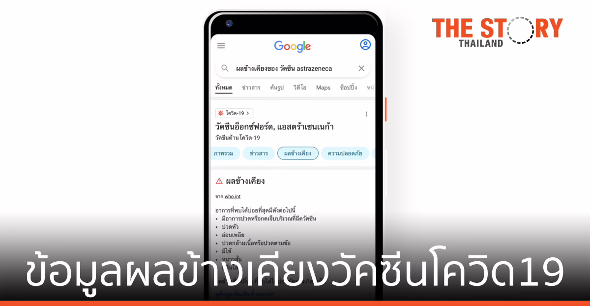 Google ร่วมกับ WHO อัปเดตข้อมูล ผลข้างเคียงของวัคซีนโควิด-19