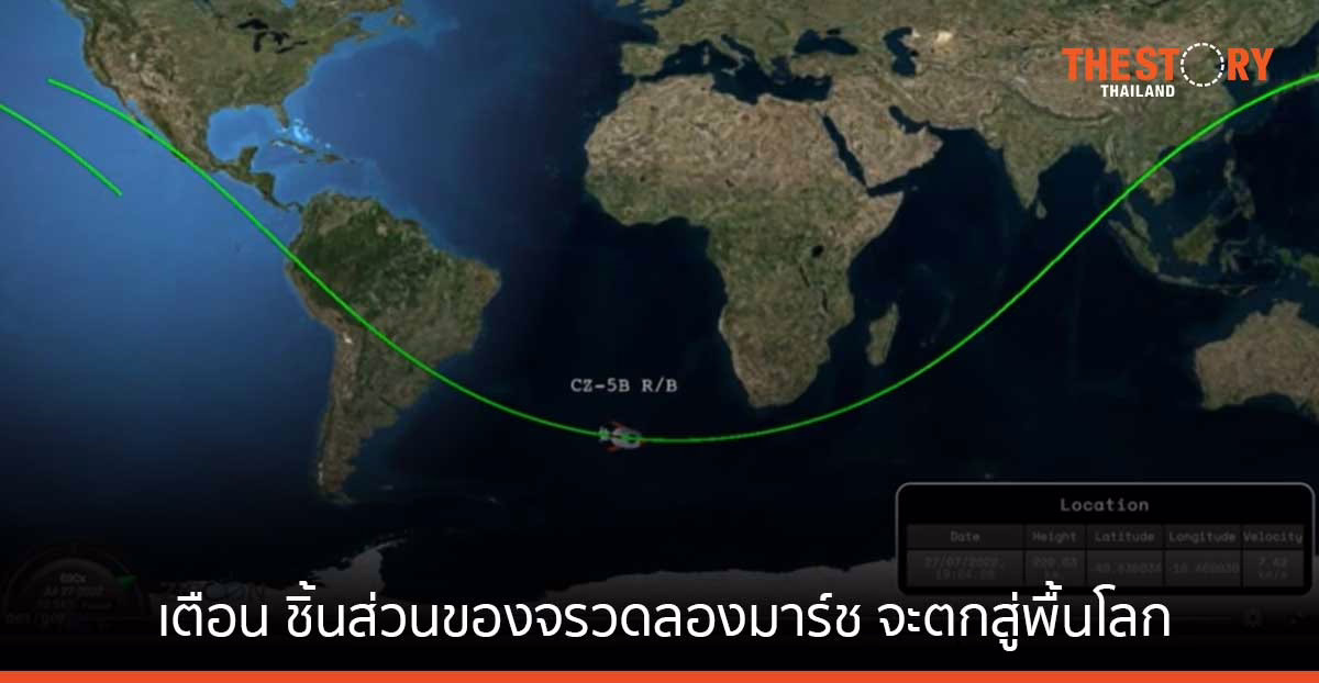 GISTDA เตือนชิ้นส่วนจรวด Longmarch-5B จะตกสู่พื้นโลกในวัน 31 ก.ค. นี้ อาจกระทบไทย เพียง 1.2%