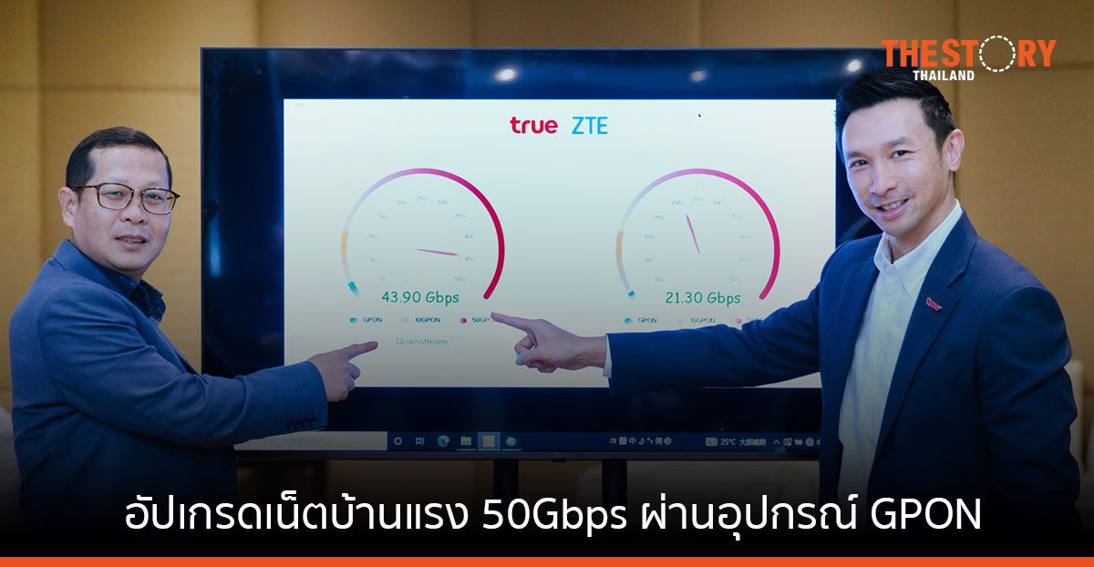 ZTE จับมือทรูออนไลน์ อัปเกรดเน็ตบ้านแรง 50 Gbps ผ่านอุปกรณ์ GPON เป็นรายแรกใน SEA