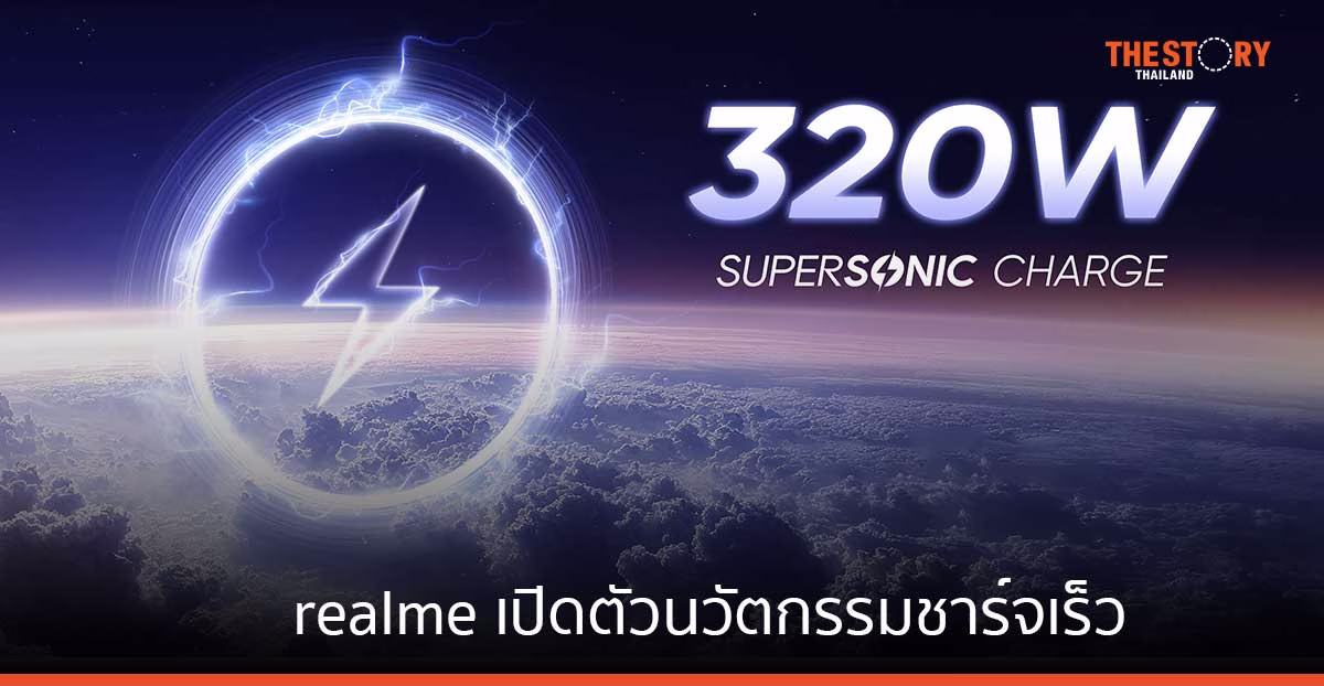 realme เปิดตัวนวัตกรรมชาร์จเร็ว “320W SUPERSONICCharge” ชาร์จ 4 นาทีแบตเต็ม 100%