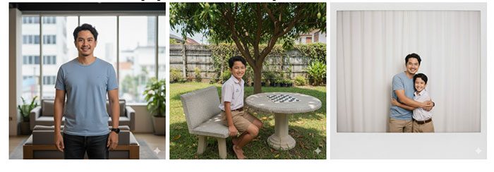 พรอมต์สำหรับสร้างรูปคู่กับตัวเองตอนเด็ก