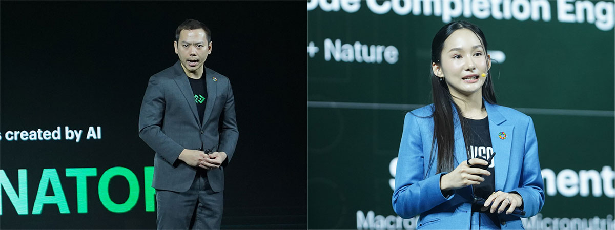 พัฒน์สิญา เอี่ยวอุดมสิน Senior Longevity Business Manager ของ บริษัท บิทคับ ลองจีวิตี้ จำกัด และ ธนัท เบญจภัทรเศรษฐ์ ผู้อำนวยการฝ่ายนวัตกรรม บริษัท บิทคับ มูนช็อต จำกัด