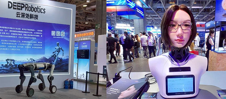 Deep Robotics หุ่นยนต์ลาดตระเวนและดับเพลิง และ Hobbs W1 หุ่นยนต์จำลองมนุษย์แบบล้อเลื่อน